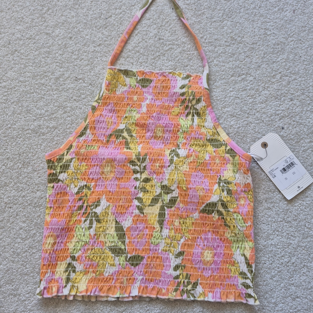 NWT Billabong Pink and Orange Floral Crop Top